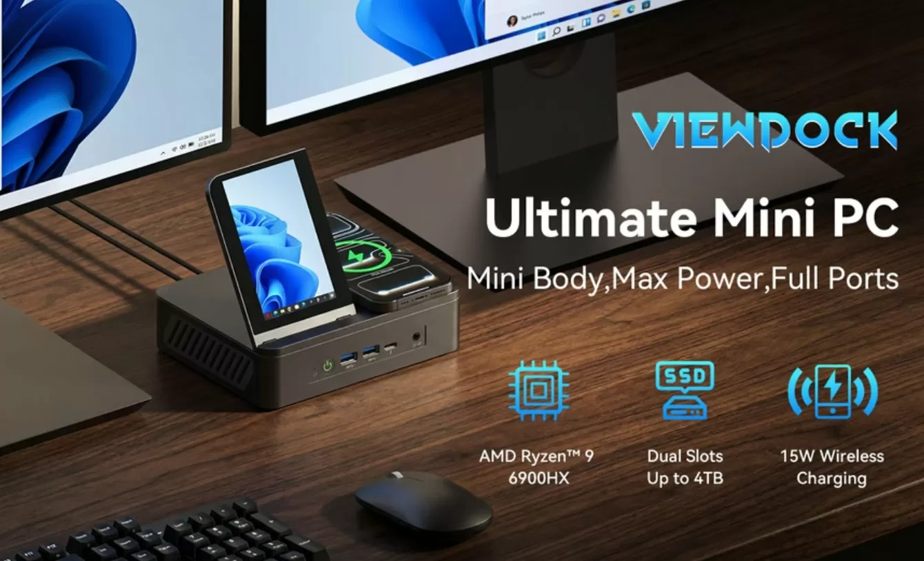 ViewDock Gen2 Mini PC Launches on Kickstarter with Built-In Secondary Screen and Qi Charging