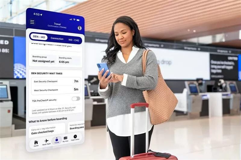 United’s mobile app now shows TSA wait times at select airports